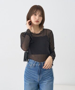 earth music&ecology フロッキードットメロープルオーバー Black