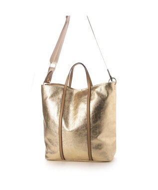 UNBILLION カシュカシュ cachecache / メタリックキャンバス1枚仕立て2wayトートバッグ ゴールド