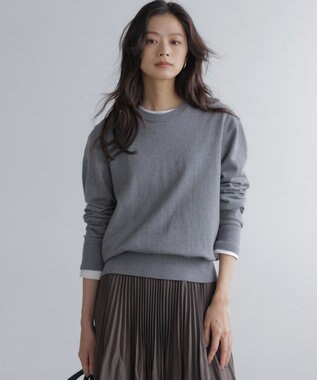 【加藤ローサさん着用】コットンカシミヤMIX刺繍入りニット
