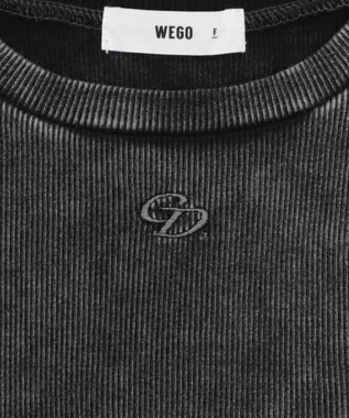 WEGO ヴィンテージウォッシュワンポイントリブT スミクロ