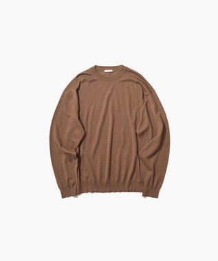 ATON NUBUCK SILK COTTON | クルーネックセーター - UNISEX CAMEL