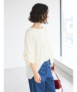 CRAFT STANDARD BOUTIQUE ピンタックホイップスリーブブラウス Ivory