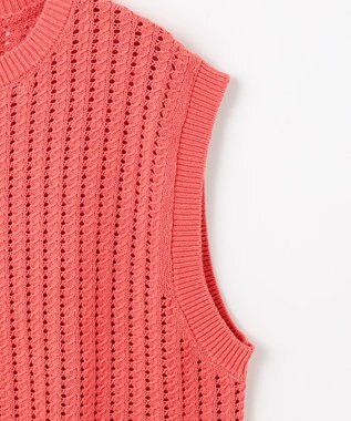 ANY L パターンメッシュニットベスト コーラル