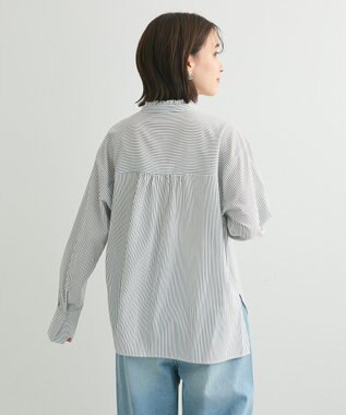 Green Parks フリルカラーシャツ Stripe