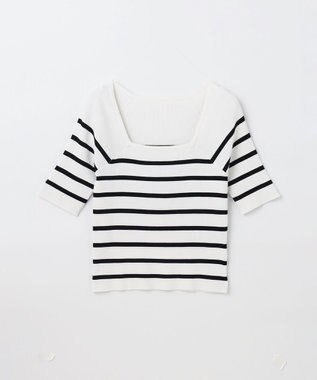 GRACE CONTINENTAL ハーフスリーブニットトップ バイカラー