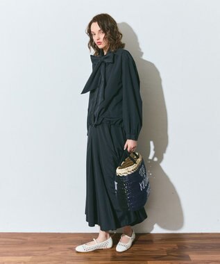 GRACE CONTINENTAL ナイロンボリュームスカート ブラック