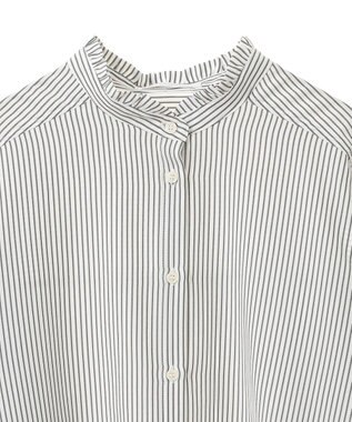 Green Parks フリルカラーシャツ Stripe
