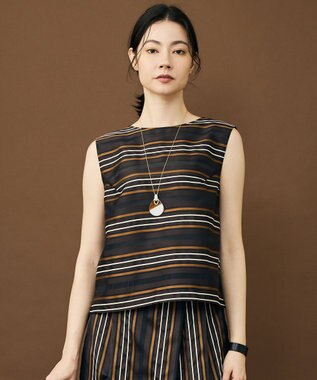  マルチストライプジャカードノースリーブ ブラウス