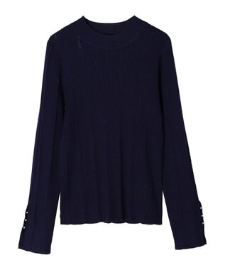 earth music&ecology 袖パールハイネックリブプルオーバー Dark Navy