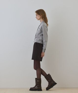 GRACE CONTINENTAL バイカラーロゴニットカーディガン グレー