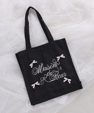 Maison de FLEUR リボンブランドロゴ刺繍スクエアトートバッグ