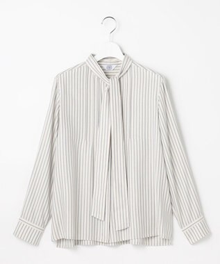 J.PRESS LADIES S サイロチェック ストライプ ブラウス アイボリー×ブルー×スレート系