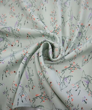 Tiaclasse L 【洗える】花柄Vネックブラウス ネイビー