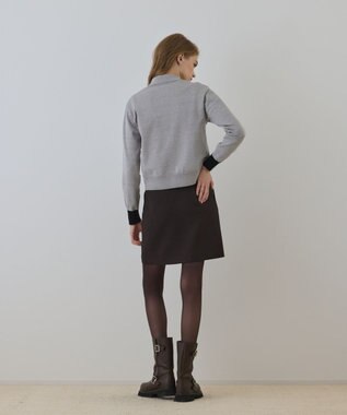 GRACE CONTINENTAL バイカラーロゴニットカーディガン グレー