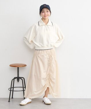 earth music&ecology ハーフジップラインプルオーバー Ivory