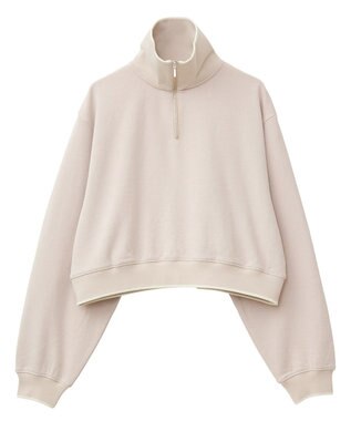 earth music&ecology ハーフジップラインプルオーバー Beige