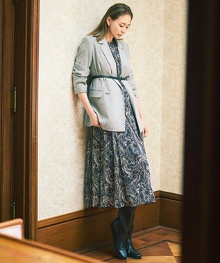 自由区 S 【SHIHOさん着用】シルクネップツイード ジャケット グレー