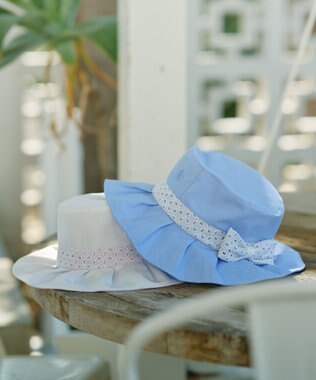 組曲 KIDS 【Mサイズ】レースコンビ サマーハット サックスブルー系