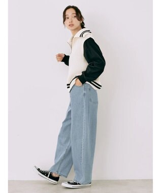 earth music&ecology ハーフジップニットベスト Ivory