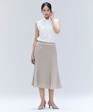 BEIGE， 【洗える・L-size】CINDY / フレアスカート Taupe × White