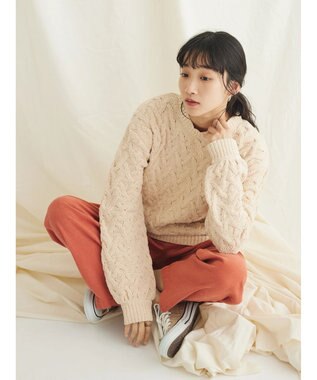 CRAFT STANDARD BOUTIQUE 洗えるモールケーブルニットチュニック Ivory