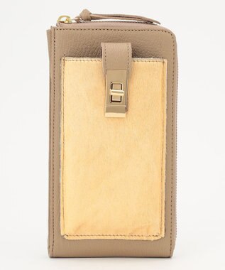 UNBILLION perche 牛革ハラコタイプ×ゴートモバイルウォレットショルダー