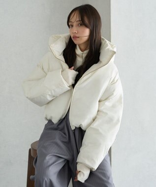 earth music&ecology 2wayパファー ショートブルゾン アイボリー