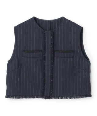 uncrave リネンライクツイル ジレブラウス ネイビーストライプ