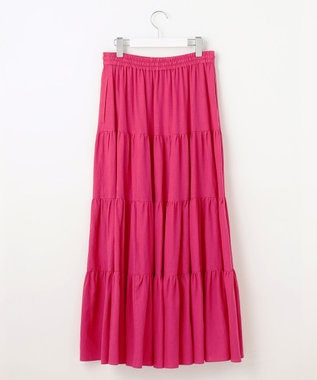 23区 S 【SLOW/一部店舗限定】ブライトリネン  ティアード スカート ローズ系