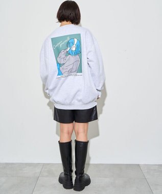 WEGO 【ユニセックス着用ITEM】ガールイラストグラフィックプルオーバー アッシュグレー