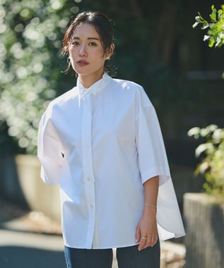 #Newans 【ANSWER for モダンベーシック】バックスリットオーバーシャツ ホワイト系