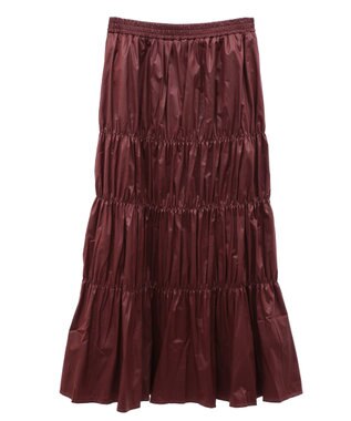 Green Parks チンツ加工シャーリングスカート Bordeaux