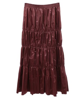 Green Parks チンツ加工シャーリングスカート Bordeaux