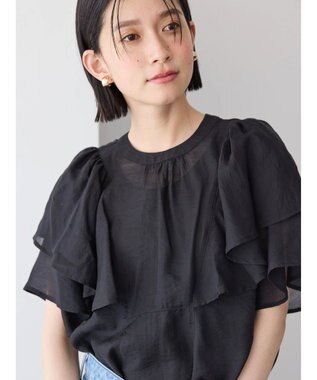 AMERICAN HOLIC 接触冷感シアーフリルブラウス Black