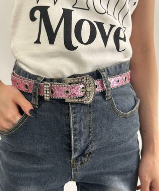 WEGO Lビジューバックルラメベルト ピンク