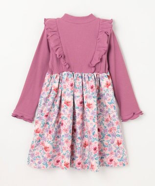 ANY KIDS 花柄ドッキングワンピース ピンク