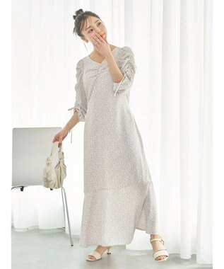 earth music&ecology 袖ドロストフラワーワンピース Pink