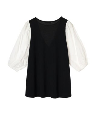 Green Parks ベスト風ドッキングニットプルオーバー Black