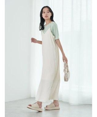 earth music&ecology ＳＥＴ２点配色キャミワンピース＋メローインナー Ivory