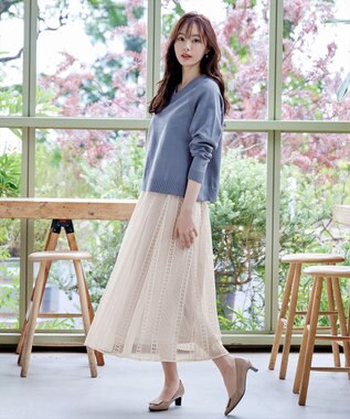 Tiaclasse ラインレーススカート オフホワイト