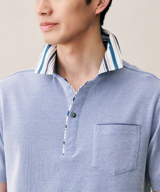 JOSEPH ABBOUD 【キングサイズ・愛されて21年！オーガニックコットン使用】ダディ ポロシャツ サックスブルー系