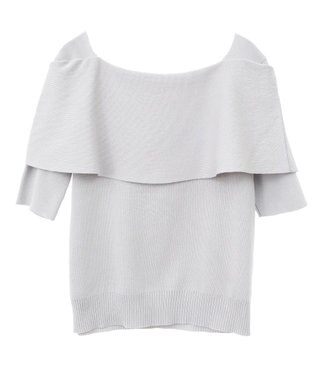 earth music&ecology リボン半袖ニットプルオーバー Ivory