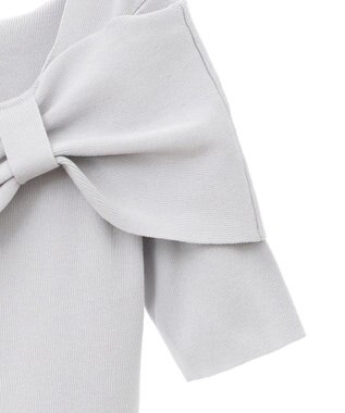 earth music&ecology リボン半袖ニットプルオーバー Ivory