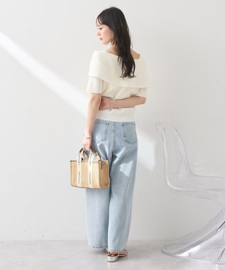 earth music&ecology リボン半袖ニットプルオーバー Ivory