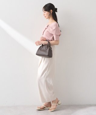 earth music&ecology リボン半袖ニットプルオーバー Pink