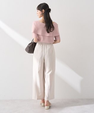 earth music&ecology リボン半袖ニットプルオーバー Pink