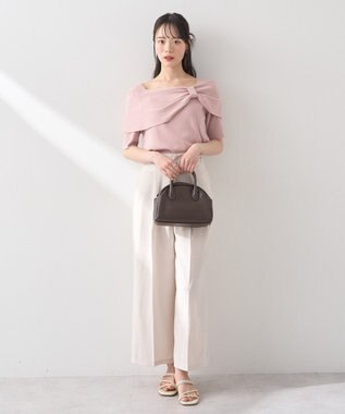 earth music&ecology リボン半袖ニットプルオーバー Pink