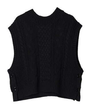 CRAFT STANDARD BOUTIQUE ２ＷＡＹケーブルニットベスト Black