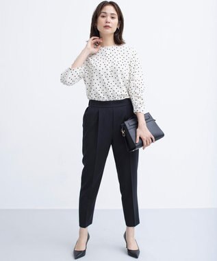 組曲 【美シルエット・ストレッチ・シワになりにくい】オシャクロス テーパードパンツ ブラック系