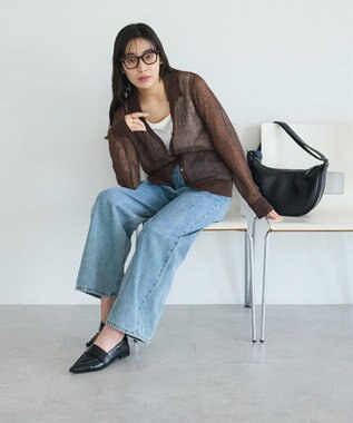 CRAFT STANDARD BOUTIQUE シアージョーゼットニットカーディガン Brown